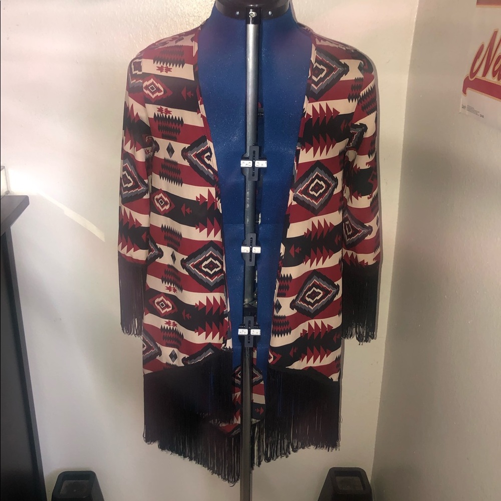 Tribal print fringe duster